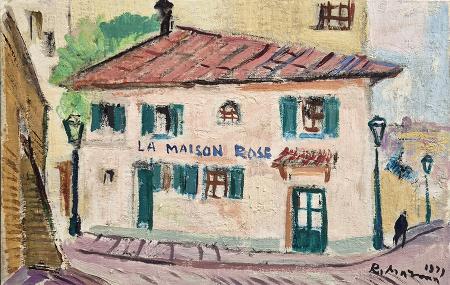 Quadro di Rodolfo Marma Parigi Montmartre LA MAISON ROSE - olio cartone telato 